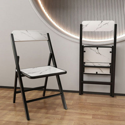Silla de comedor plegable con respaldo de madera maciza cuadrada de simplicidad moderna, tablero de melamina, estructura de acero al carbono para el comedor 