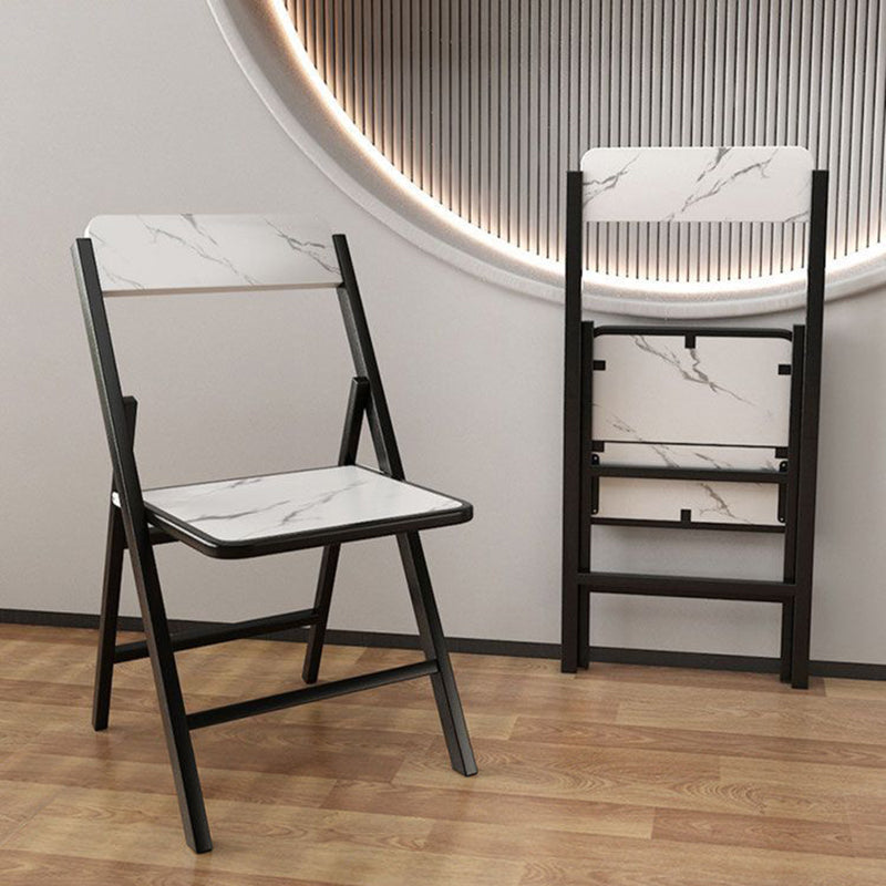 Silla de comedor plegable con respaldo de madera maciza cuadrada de simplicidad moderna, tablero de melamina, estructura de acero al carbono para el comedor 