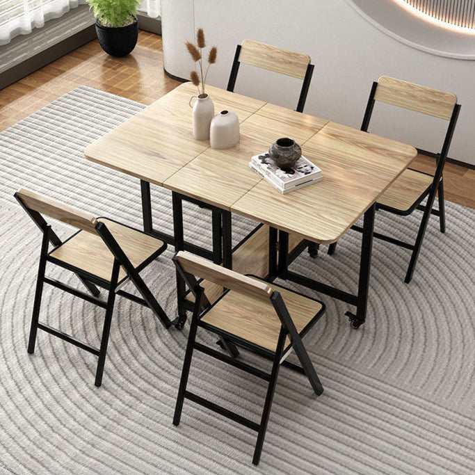 Silla de comedor plegable con respaldo de madera maciza cuadrada de simplicidad moderna, tablero de melamina, estructura de acero al carbono para el comedor 