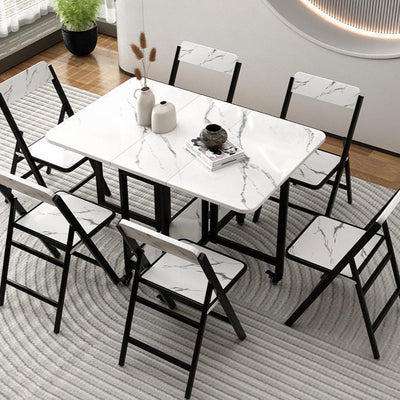 Silla de comedor plegable con respaldo de madera maciza cuadrada de simplicidad moderna, tablero de melamina, estructura de acero al carbono para el comedor 