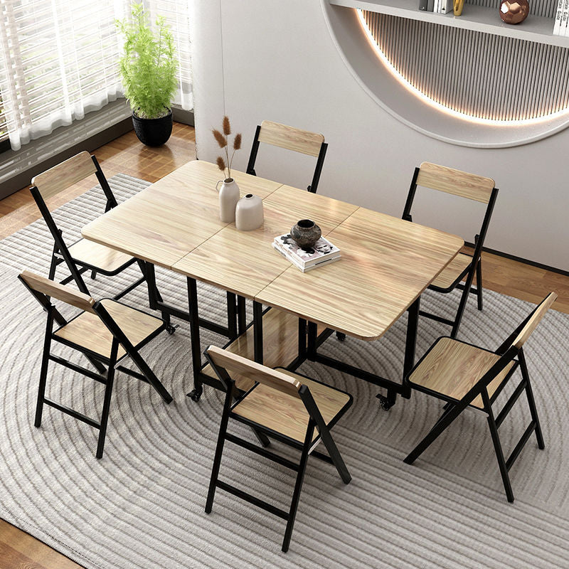 Silla de comedor plegable con respaldo de madera maciza cuadrada de simplicidad moderna, tablero de melamina, estructura de acero al carbono para el comedor 