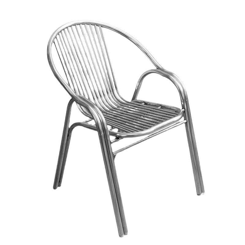 Simplicité Moderne Chaise de Salle à Manger Empilable en Acier Inoxydable Courbé avec Dossier et Accoudoirs 
