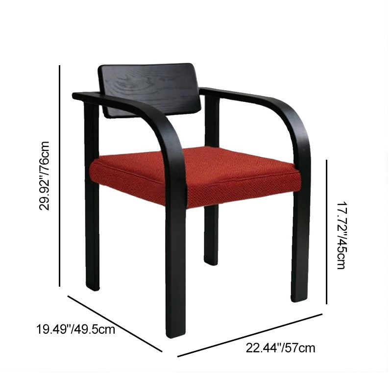 Silla de comedor tradicional francesa cuadrada con estructura de madera de fresno y lino, con reposabrazos curvos y respaldo, para comedor 