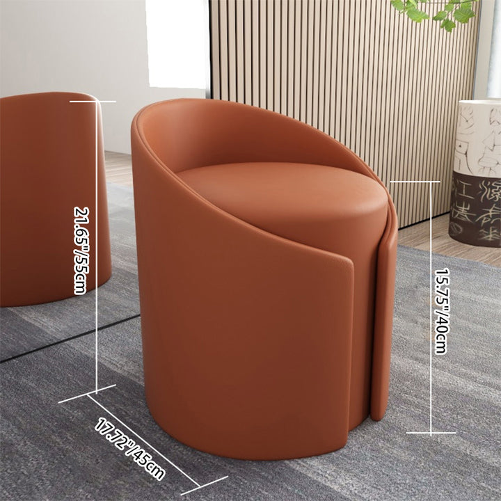 Contemporary Simplicity Round Faux Leather Wood Frame Low Stool For Living Room