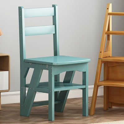 Simplicidad contemporánea taburete escalera de almacenamiento plegable 2 en 1 de madera maciza con respaldo y reposapiés para el comedor 