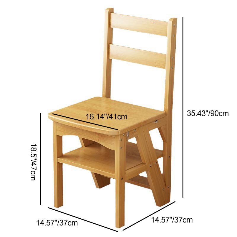 Simplicidad contemporánea taburete escalera de almacenamiento plegable 2 en 1 de madera maciza con respaldo y reposapiés para el comedor 
