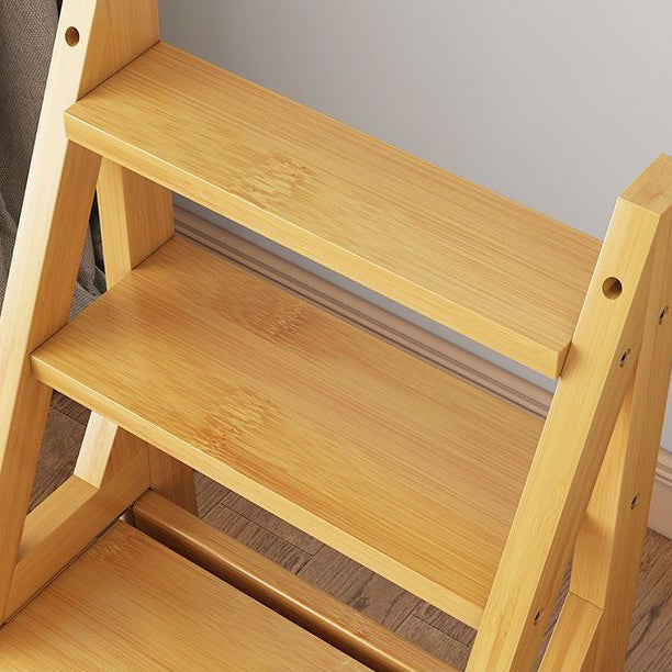 Simplicidad contemporánea taburete escalera de almacenamiento plegable 2 en 1 de madera maciza con respaldo y reposapiés para el comedor 