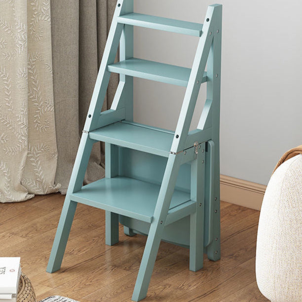 Simplicidad contemporánea taburete escalera de almacenamiento plegable 2 en 1 de madera maciza con respaldo y reposapiés para el comedor 