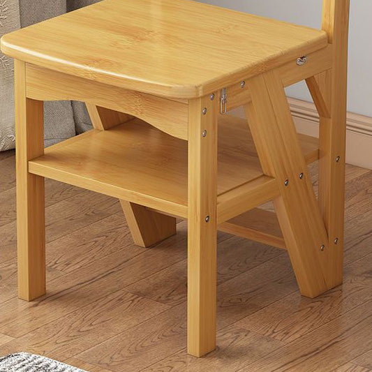 Simplicidad contemporánea taburete escalera de almacenamiento plegable 2 en 1 de madera maciza con respaldo y reposapiés para el comedor 