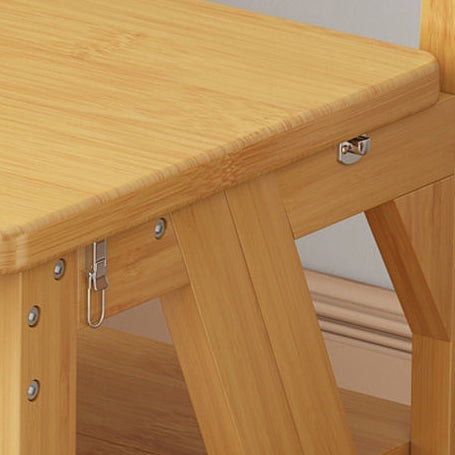 Simplicidad contemporánea taburete escalera de almacenamiento plegable 2 en 1 de madera maciza con respaldo y reposapiés para el comedor 