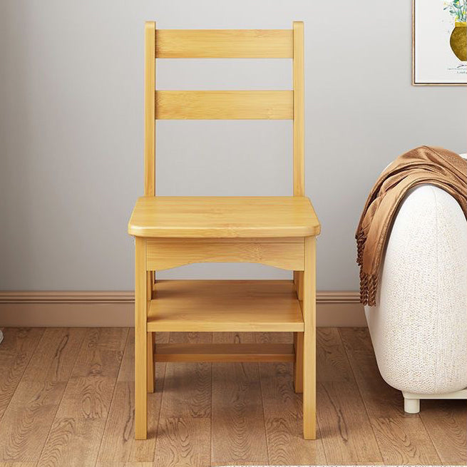 Simplicidad contemporánea taburete escalera de almacenamiento plegable 2 en 1 de madera maciza con respaldo y reposapiés para el comedor 