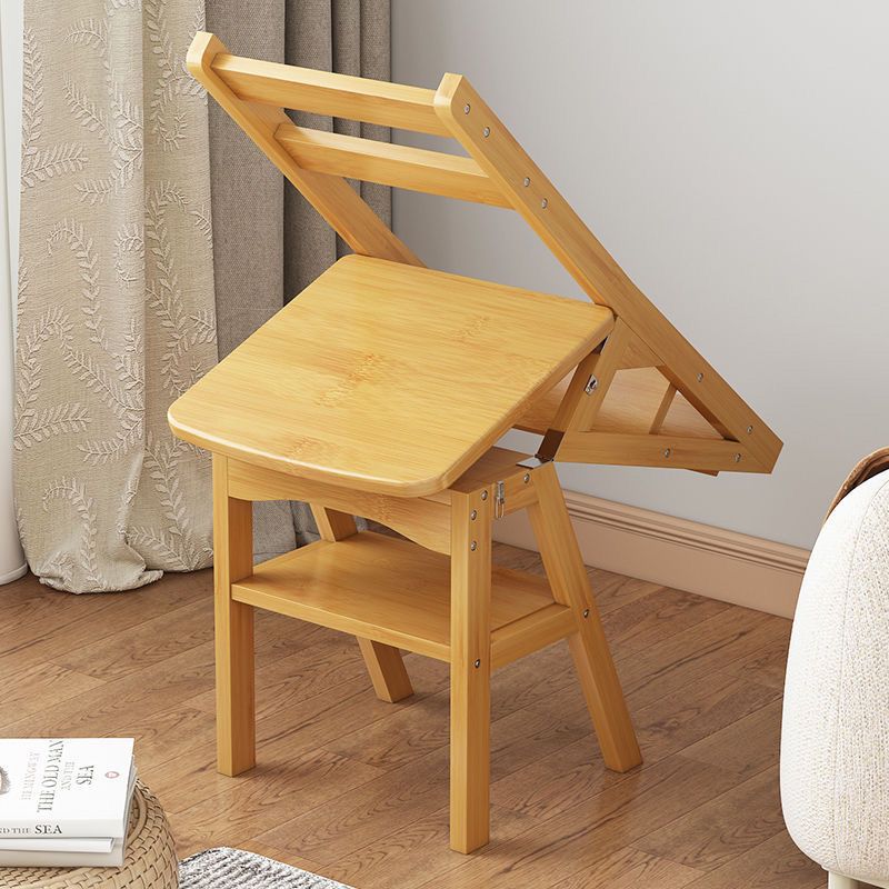 Simplicidad contemporánea taburete escalera de almacenamiento plegable 2 en 1 de madera maciza con respaldo y reposapiés para el comedor 