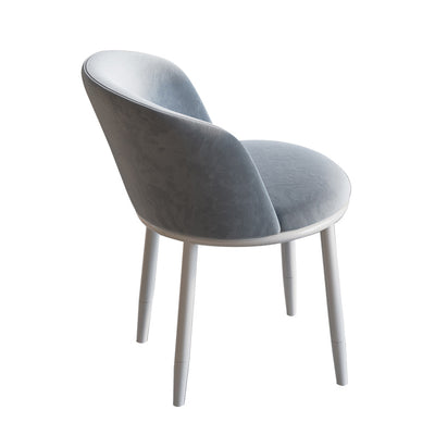 Contemporary Nordic Round Fabric Upholstered Solid Wood Legs Desk Chair Backrest For Home Office