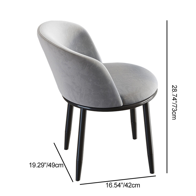 Contemporary Nordic Round Fabric Upholstered Solid Wood Legs Desk Chair Backrest For Home Office