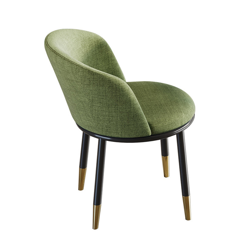 Contemporary Nordic Round Fabric Upholstered Solid Wood Legs Desk Chair Backrest For Home Office