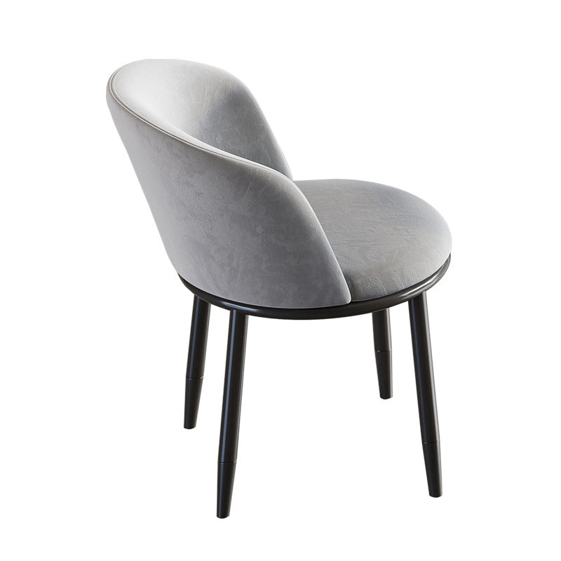 Contemporary Nordic Round Fabric Upholstered Solid Wood Legs Desk Chair Backrest For Home Office