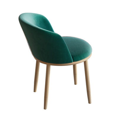 Contemporary Nordic Round Fabric Upholstered Solid Wood Legs Desk Chair Backrest For Home Office