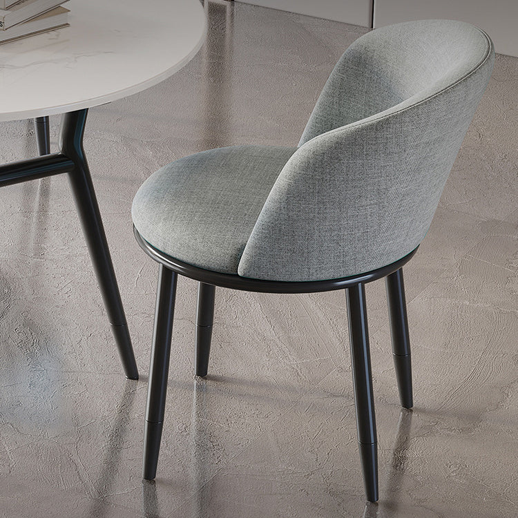 Contemporary Nordic Round Fabric Upholstered Solid Wood Legs Desk Chair Backrest For Home Office