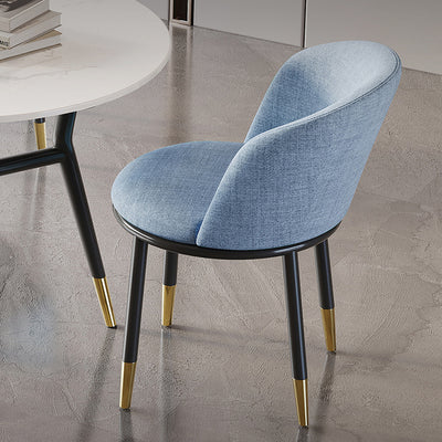 Contemporary Nordic Round Fabric Upholstered Solid Wood Legs Desk Chair Backrest For Home Office