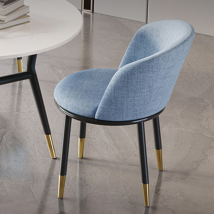 Contemporary Nordic Round Fabric Upholstered Solid Wood Legs Desk Chair Backrest For Home Office