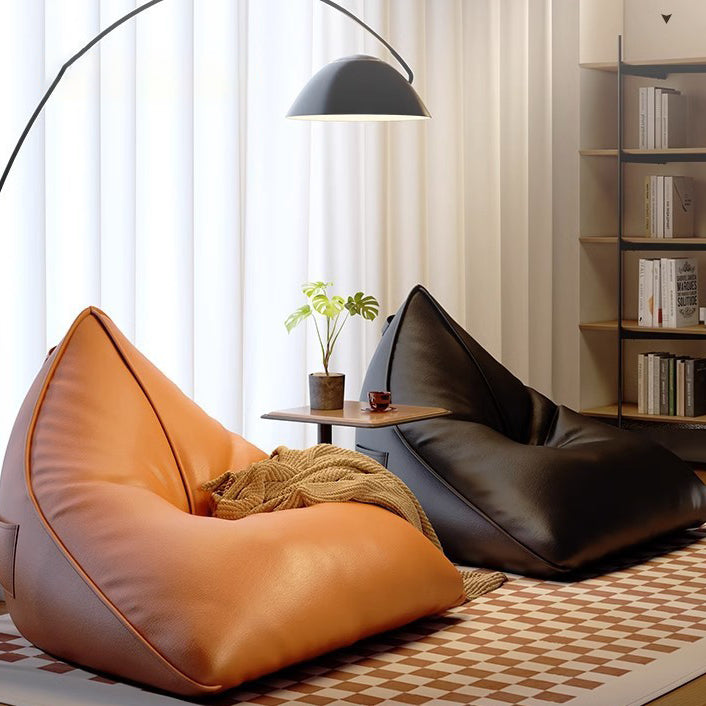 Silla reclinable de bolsa de frijoles de tela técnica triangular escandinava contemporánea para sala de estar 