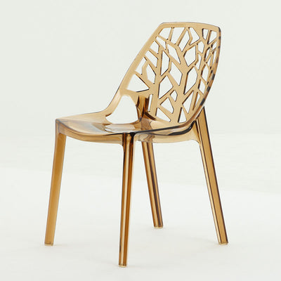 Silla de comedor de plástico curvada nórdica contemporánea con respaldo calado para comedor 