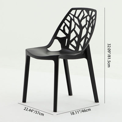 Silla de comedor de plástico curvada nórdica contemporánea con respaldo calado para comedor 