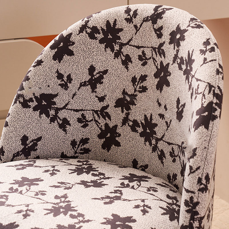 Contemporary Creative Curved Printed Fabric Upholstered Iron Legs Wood Board Vanity Stool Backrest For Bedroom