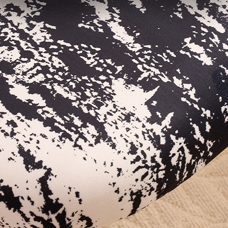 Contemporary Creative Curved Printed Fabric Upholstered Iron Legs Wood Board Vanity Stool Backrest For Bedroom