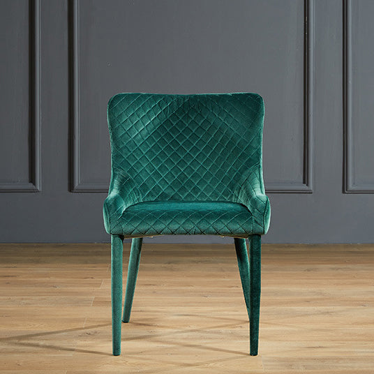 Silla de comedor contemporánea de lujo cuadrada de terciopelo con marco de madera maciza y respaldo de ala para comedor 