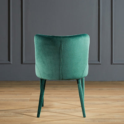 Silla de comedor contemporánea de lujo cuadrada de terciopelo con marco de madera maciza y respaldo de ala para comedor 