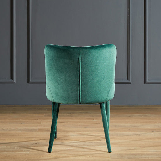 Silla de comedor contemporánea de lujo cuadrada de terciopelo con marco de madera maciza y respaldo de ala para comedor 