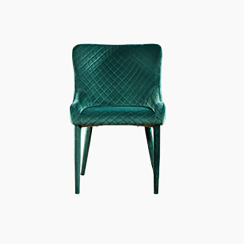 Silla de comedor contemporánea de lujo cuadrada de terciopelo con marco de madera maciza y respaldo de ala para comedor 