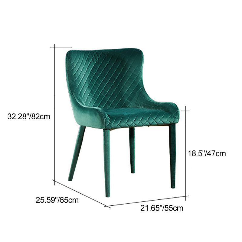 Silla de comedor contemporánea de lujo cuadrada de terciopelo con marco de madera maciza y respaldo de ala para comedor 