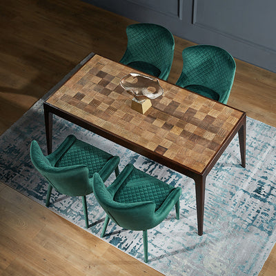 Silla de comedor contemporánea de lujo cuadrada de terciopelo con marco de madera maciza y respaldo de ala para comedor 