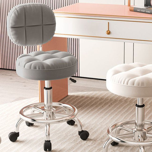 Tabouret de bar rond en tissu technique contemporain avec dossier pivotant en métal réglable en hauteur pour salle à manger 