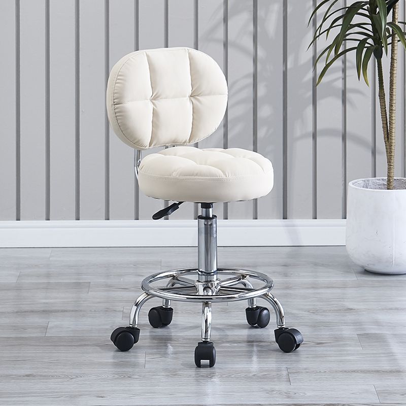 Tabouret de bar rond en tissu technique contemporain avec dossier pivotant en métal réglable en hauteur pour salle à manger 