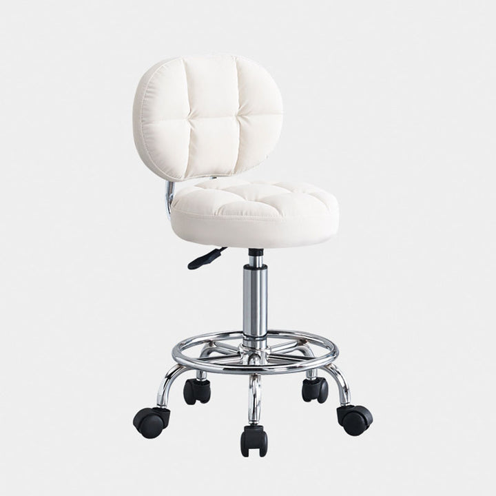 Tabouret de bar rond en tissu technique contemporain avec dossier pivotant en métal réglable en hauteur pour salle à manger 