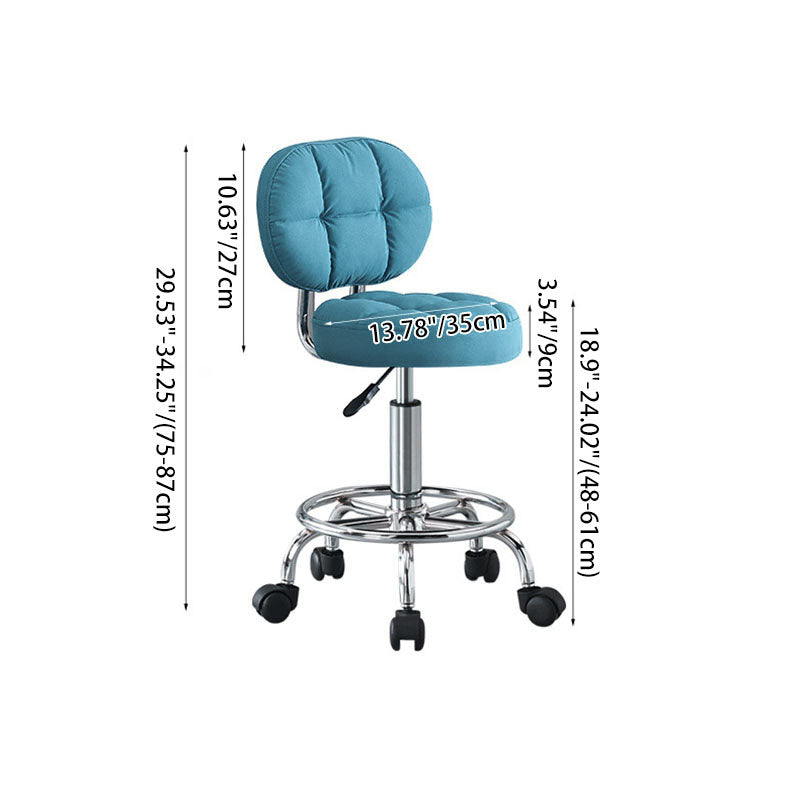 Tabouret de bar rond en tissu technique contemporain avec dossier pivotant en métal réglable en hauteur pour salle à manger 