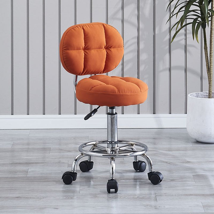 Tabouret de bar rond en tissu technique contemporain avec dossier pivotant en métal réglable en hauteur pour salle à manger 
