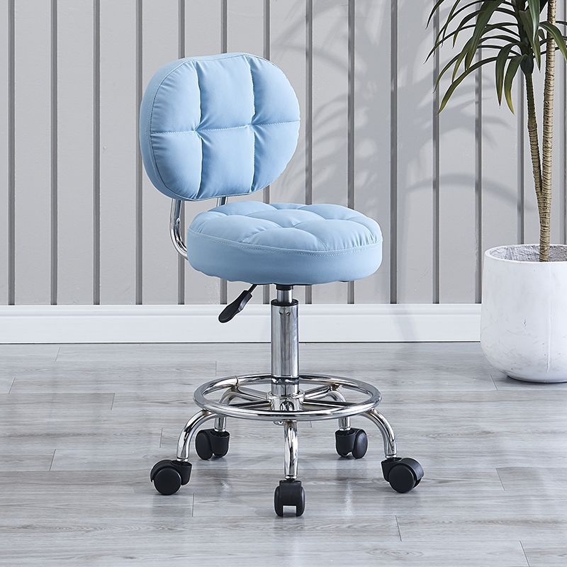 Tabouret de bar rond en tissu technique contemporain avec dossier pivotant en métal réglable en hauteur pour salle à manger 