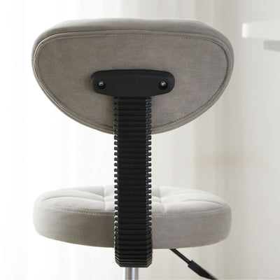 Taburete de bar ajustable en altura con respaldo y reposapiés de metal giratorio de cuero sintético redondo de simplicidad contemporánea para el comedor 