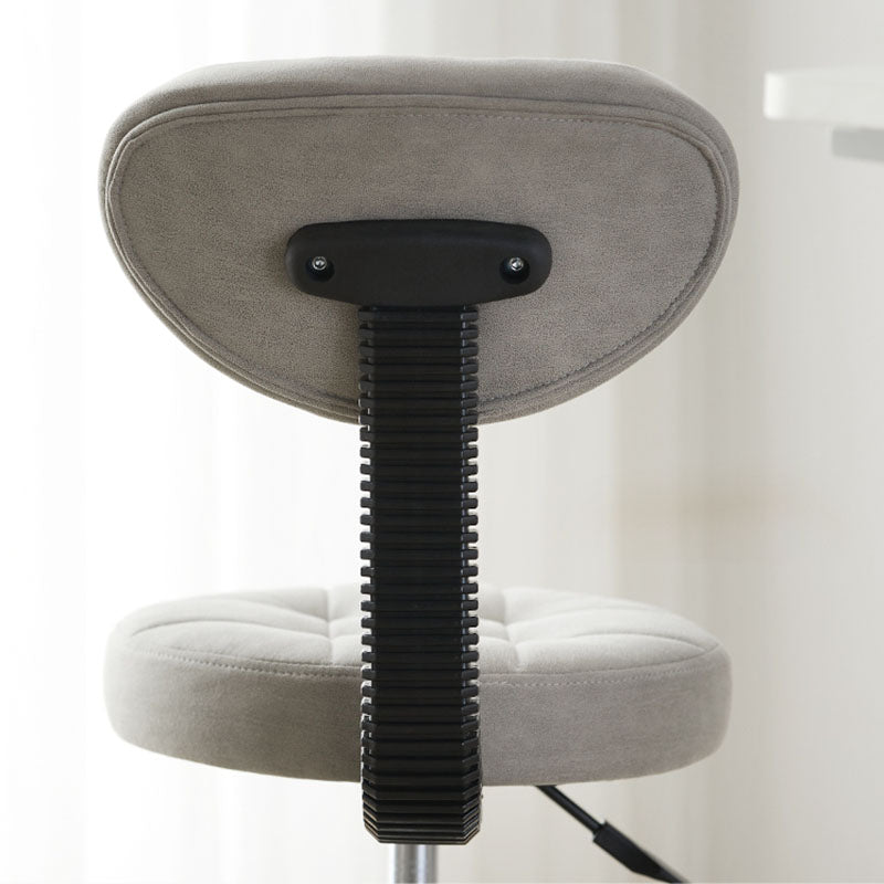 Taburete de bar ajustable en altura con respaldo y reposapiés de metal giratorio de cuero sintético redondo de simplicidad contemporánea para el comedor 