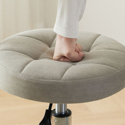 Taburete de bar ajustable en altura con respaldo y reposapiés de metal giratorio de cuero sintético redondo de simplicidad contemporánea para el comedor 