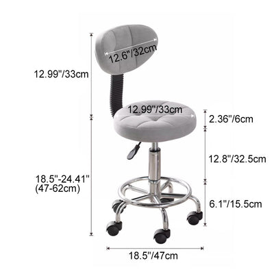 Taburete de bar ajustable en altura con respaldo y reposapiés de metal giratorio de cuero sintético redondo de simplicidad contemporánea para el comedor 