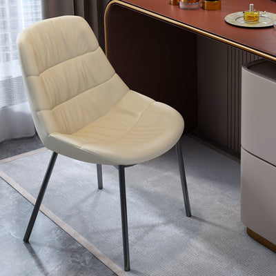 Contemporary Scandinavian Curved Leather Upholstered Metal Vanity Stool Backrest For Bedroom