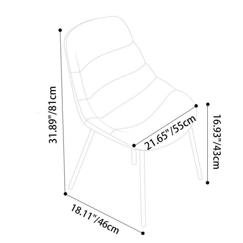 Contemporary Scandinavian Curved Leather Upholstered Metal Vanity Stool Backrest For Bedroom