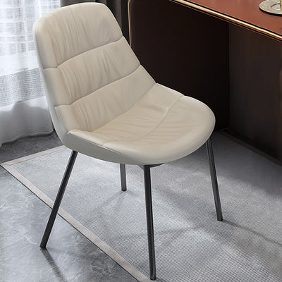 Contemporary Scandinavian Curved Leather Upholstered Metal Vanity Stool Backrest For Bedroom
