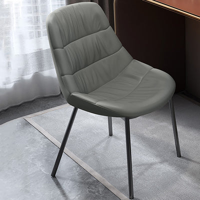 Contemporary Scandinavian Curved Leather Upholstered Metal Vanity Stool Backrest For Bedroom