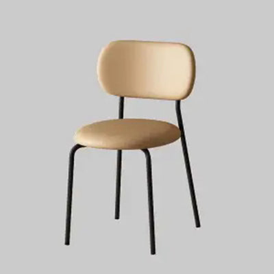 Contemporary Scandinavian Round Leather Iron Legs Stackable Dining Chair Backrest For Dining Room